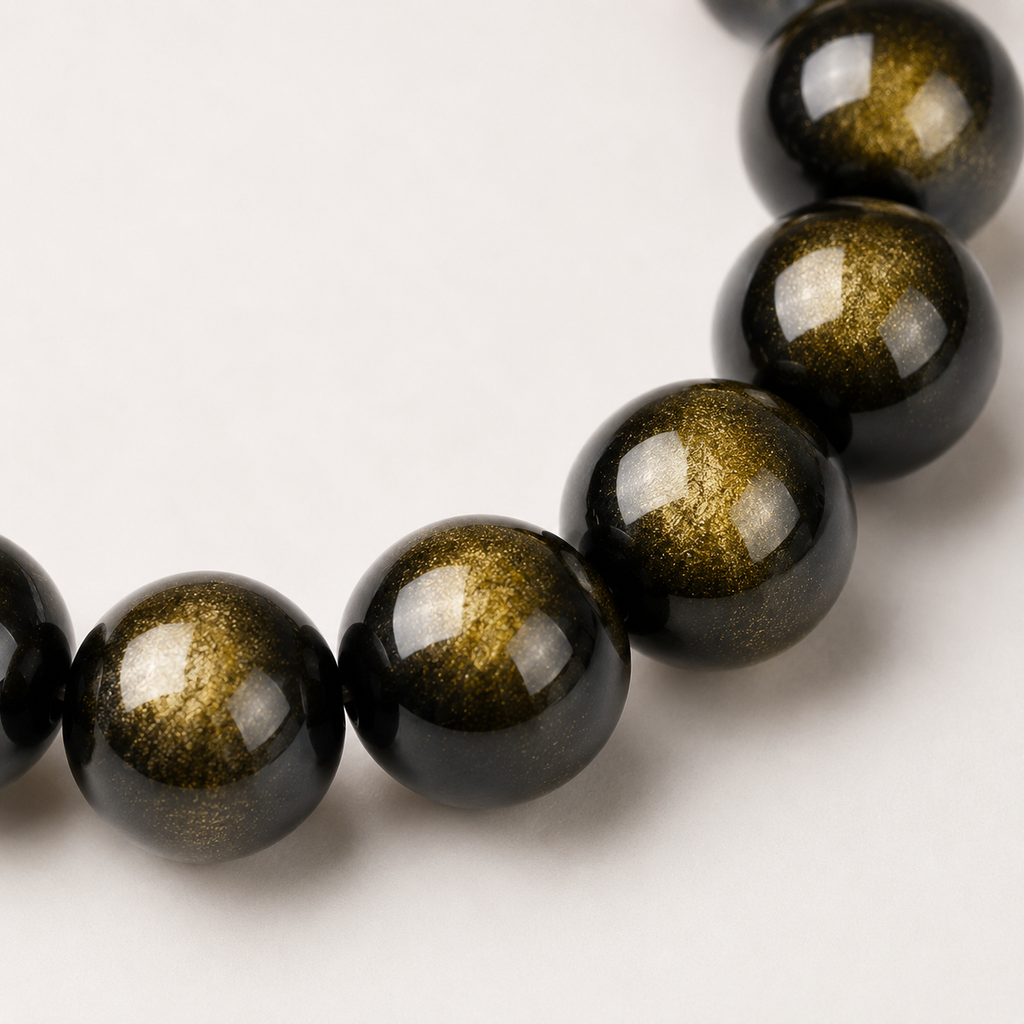 Gold Sheen Obsidian Bracelet - 12mm Protection & Wealth