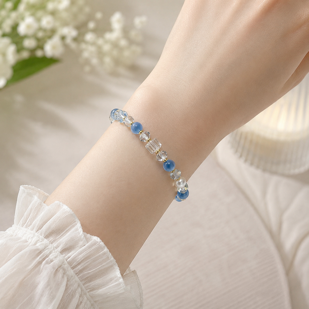 Blue Candy Agate Bracelet - 8mm Joyful Clarity