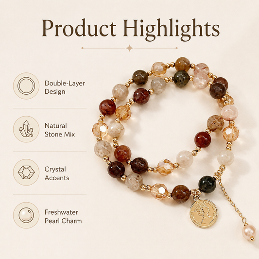 Mixed Rutilated Quartz Bracelet - 8mm Energy Mix