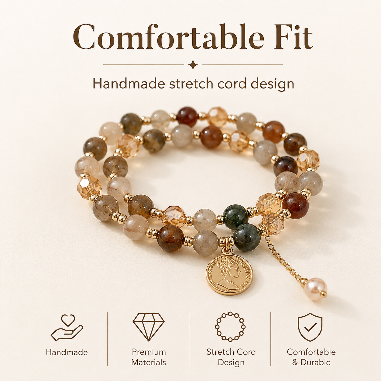 Mixed Rutilated Quartz Bracelet - 8mm Energy Mix