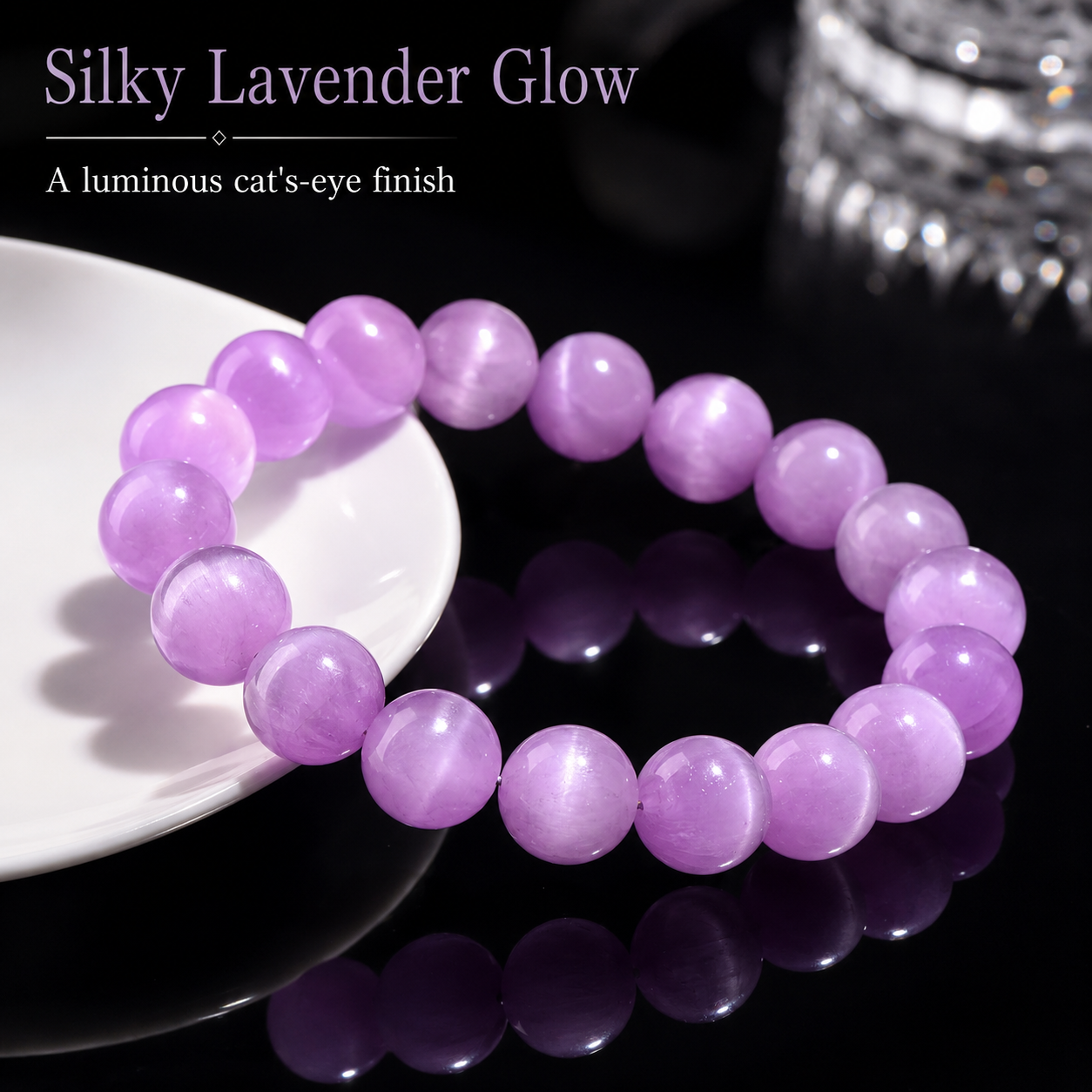 Purple Kunzite Cat Eye Bracelet - 12mm Gentle Love