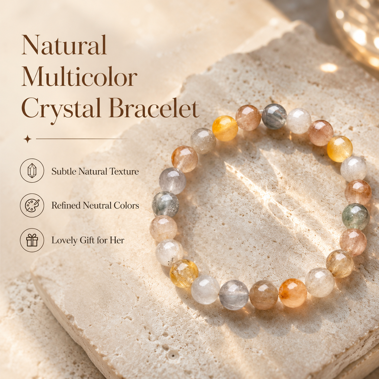 Pink Rutilated Quartz Bracelet - 8mm Love & Momentum
