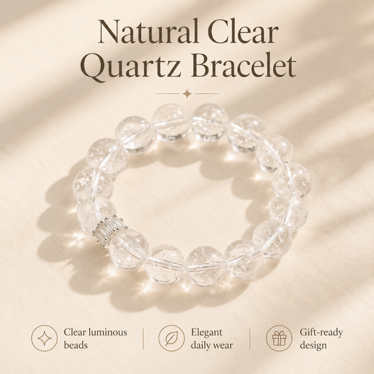 Clear Quartz Bracelet - 12mm Clean Energy