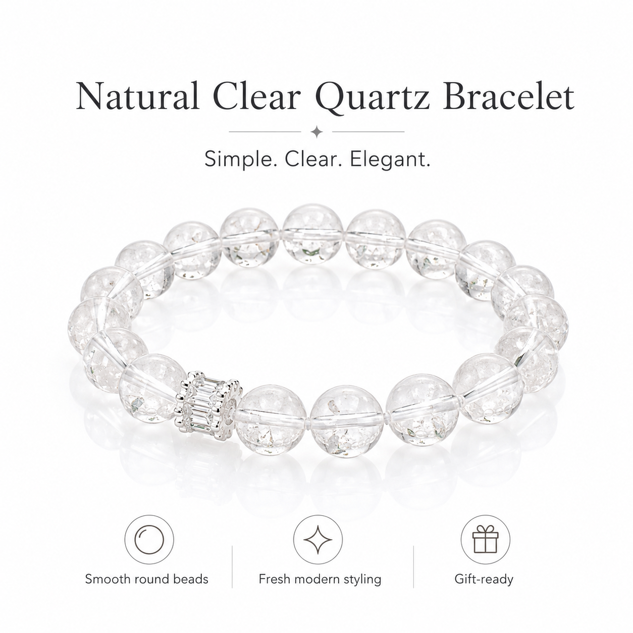 Clear Quartz Bracelet - 12mm Clean Energy