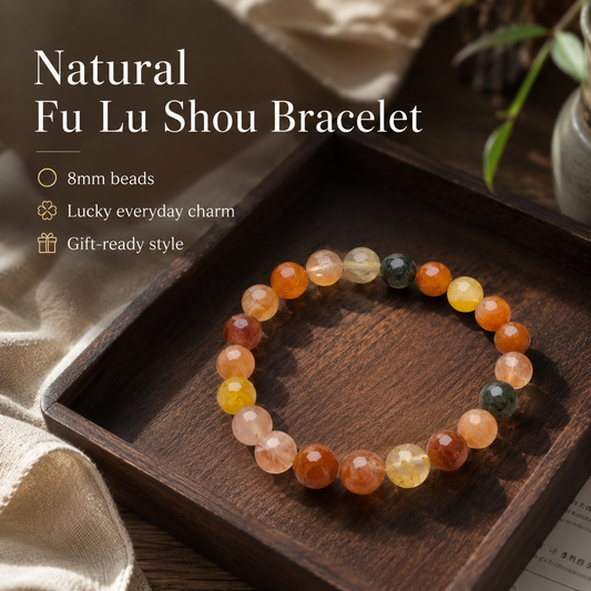 Fu Lu Shou Fortune Crystal Bracelet - 8mm
