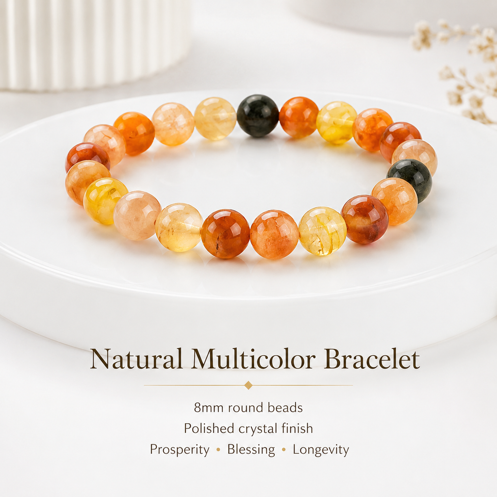 Fu Lu Shou Fortune Crystal Bracelet - 8mm