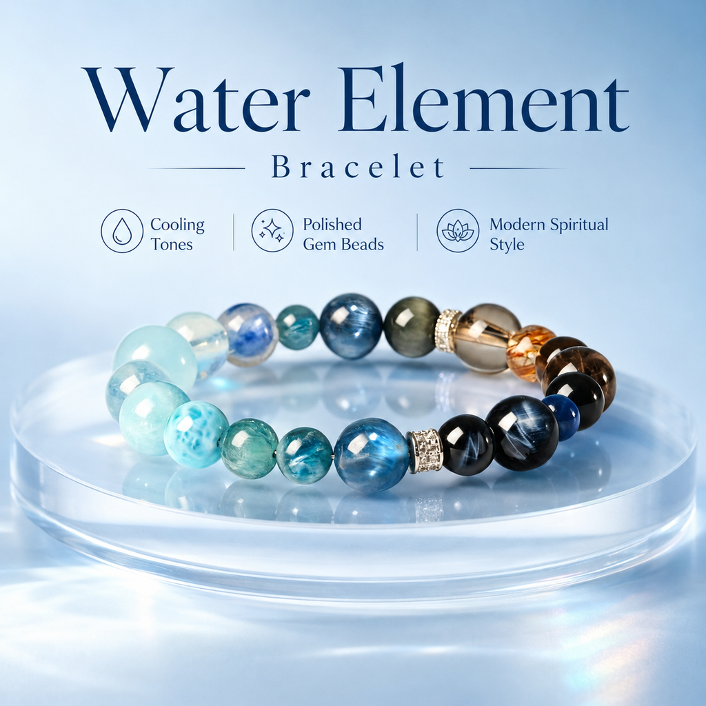 Aquamarine Multi-Crystal Bracelet - 10mm Calm Balance