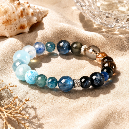 Aquamarine Multi-Crystal Bracelet - 10mm