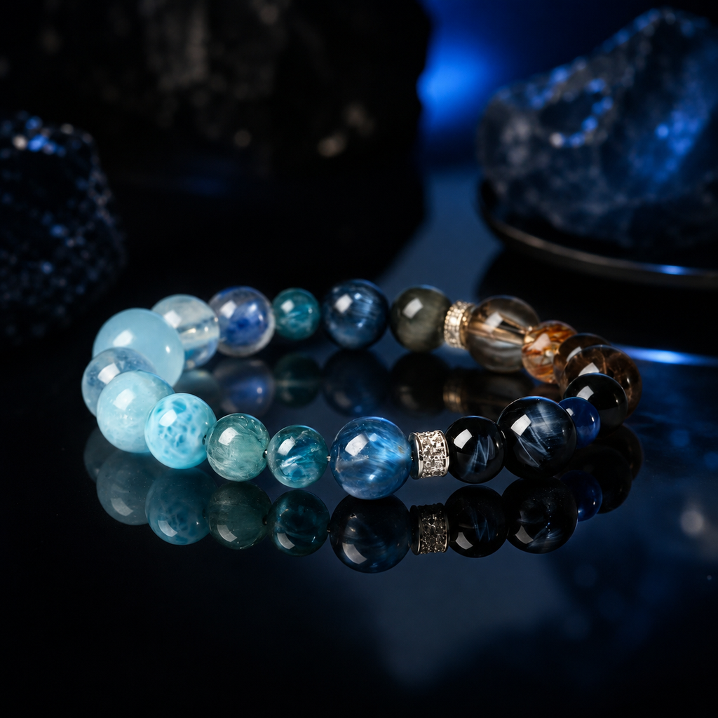 Aquamarine Multi-Crystal Bracelet - 10mm Calm Balance