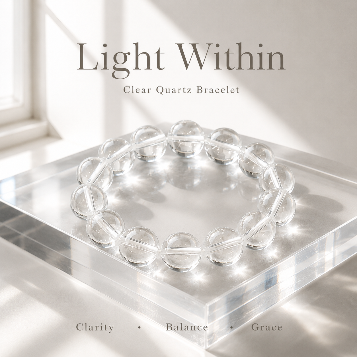 Clear Quartz Bracelet - 12mm Everyday Clarity
