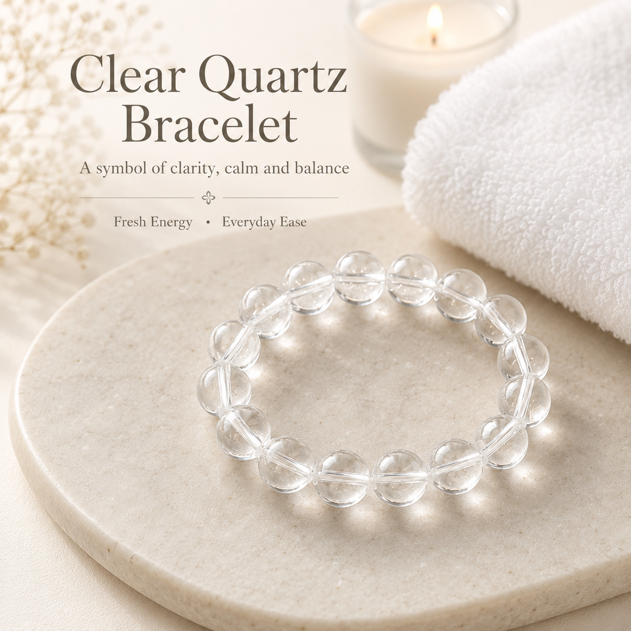 Clear Quartz Bracelet - 12mm Everyday Clarity