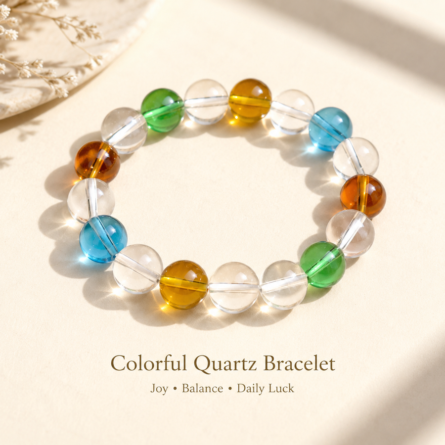 Multi-Color Crystal Beaded Bracelet - 14mm