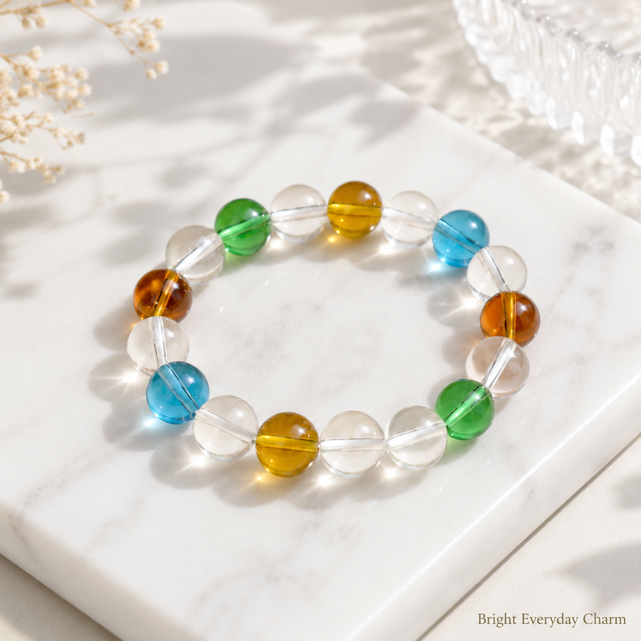 Multi-Color Crystal Beaded Bracelet - 14mm