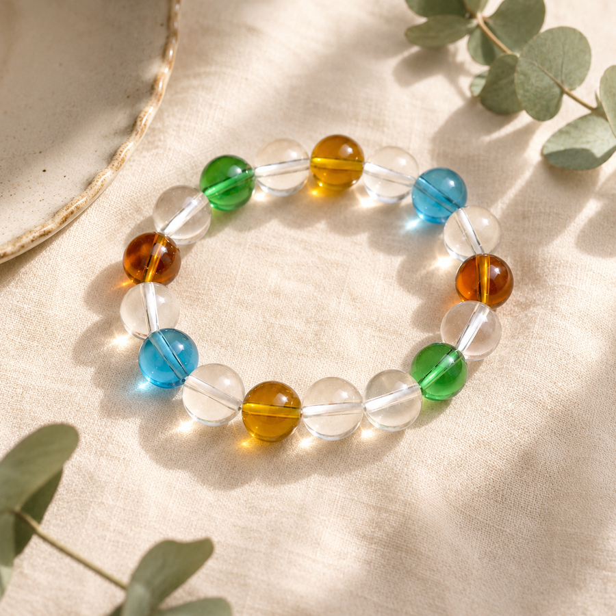 Multi-Color Crystal Beaded Bracelet - 14mm