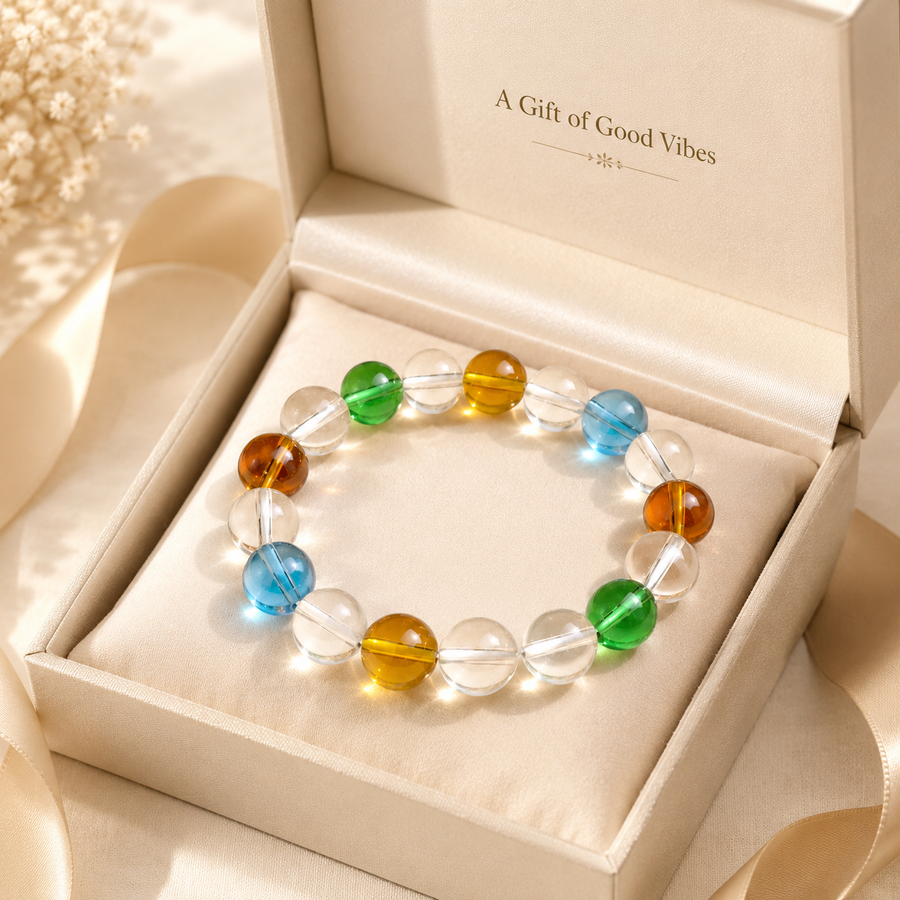 Multi-Color Crystal Beaded Bracelet - 14mm
