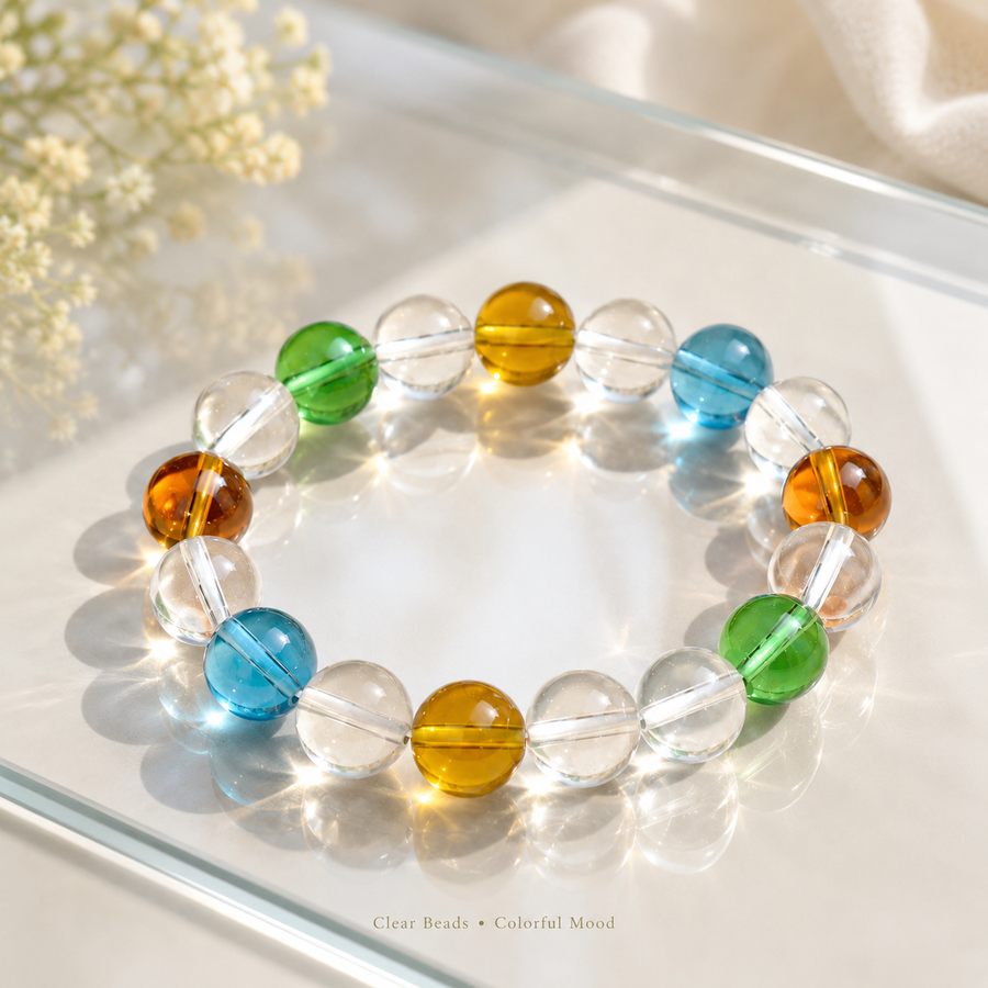 Multi-Color Crystal Beaded Bracelet - 14mm