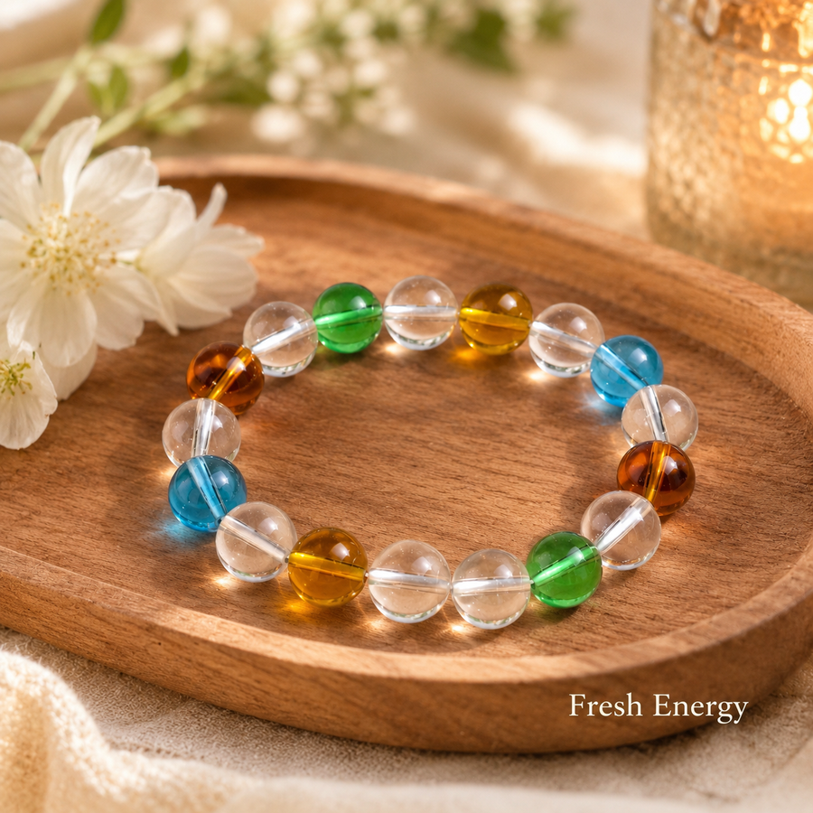 Multi-Color Crystal Beaded Bracelet - 14mm
