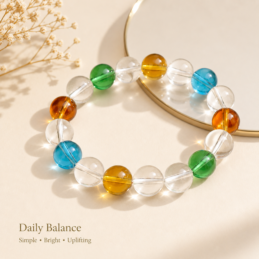 Multi-Color Crystal Beaded Bracelet - 14mm