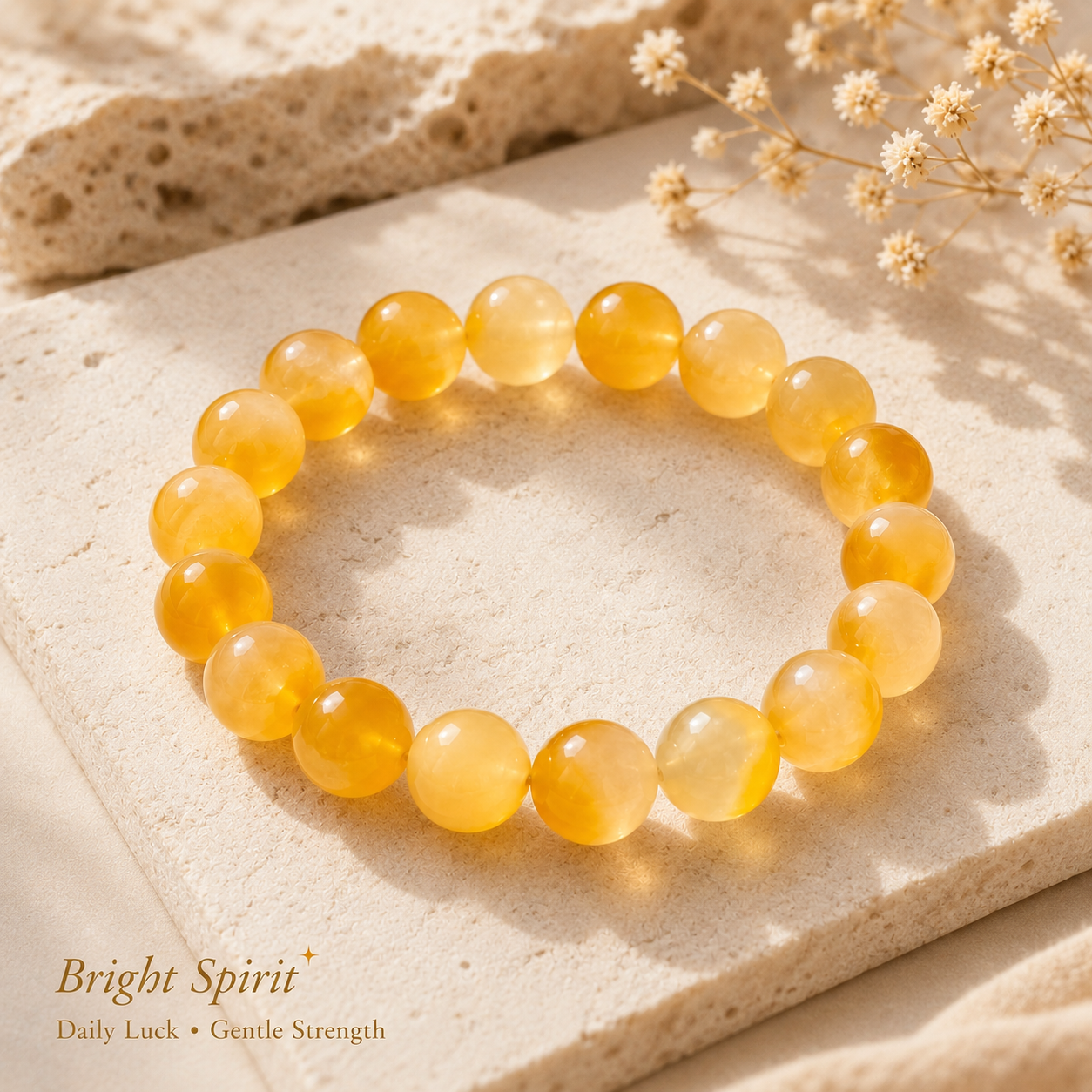Golden Glow Quartz Bracelet - 14mm