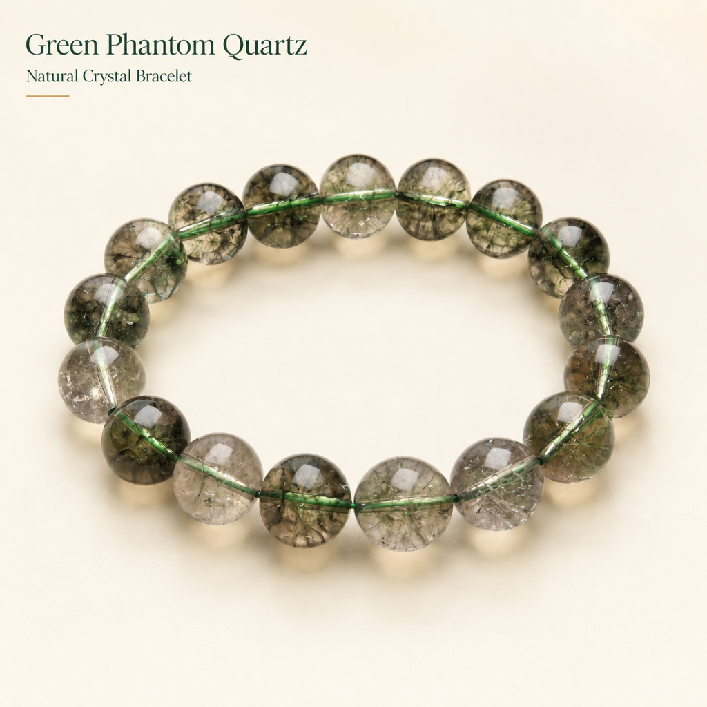 Green Phantom Quartz Bracelet — Abundance Intention — 12mm