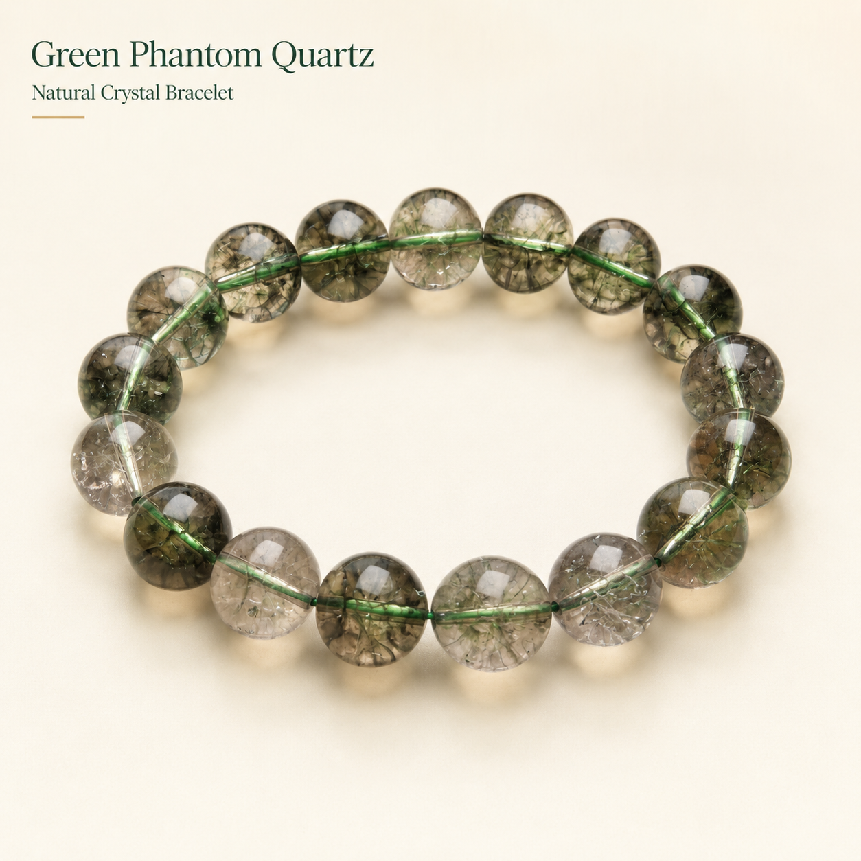 Green Phantom Quartz Bracelet — Abundance Intention — 12mm