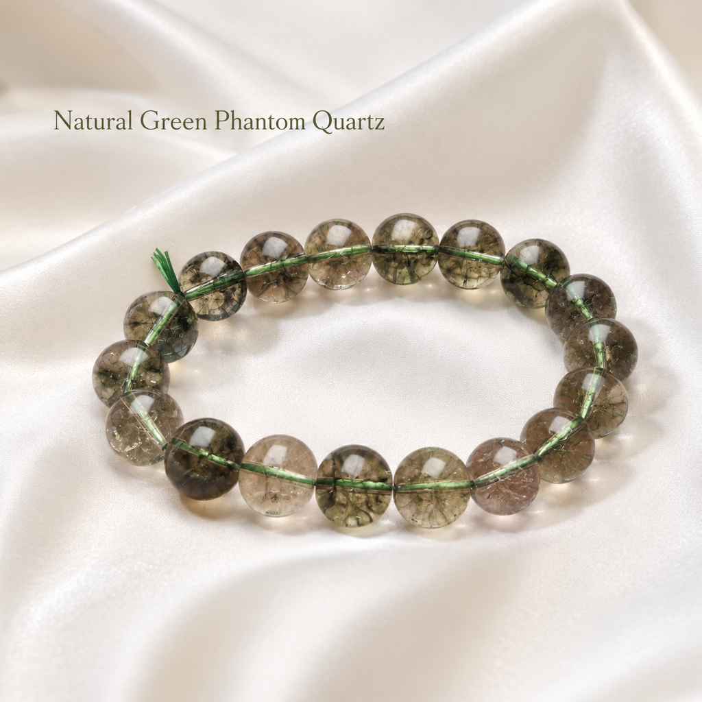 Green Phantom Quartz Bracelet — Abundance Intention — 12mm