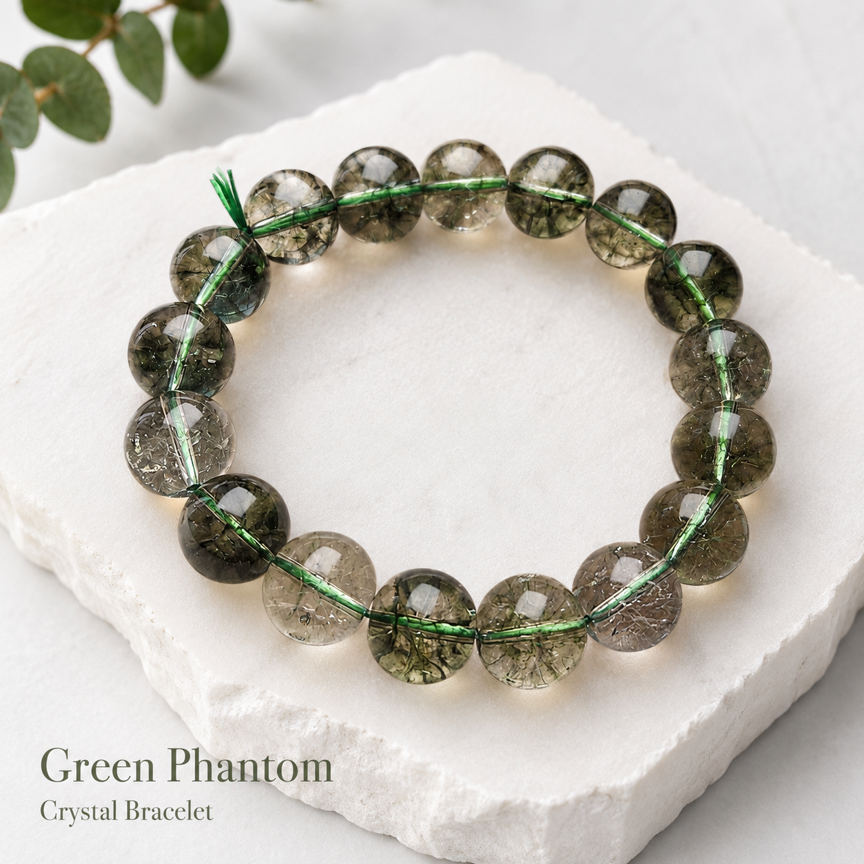 Green Phantom Quartz Bracelet — Abundance Intention — 12mm