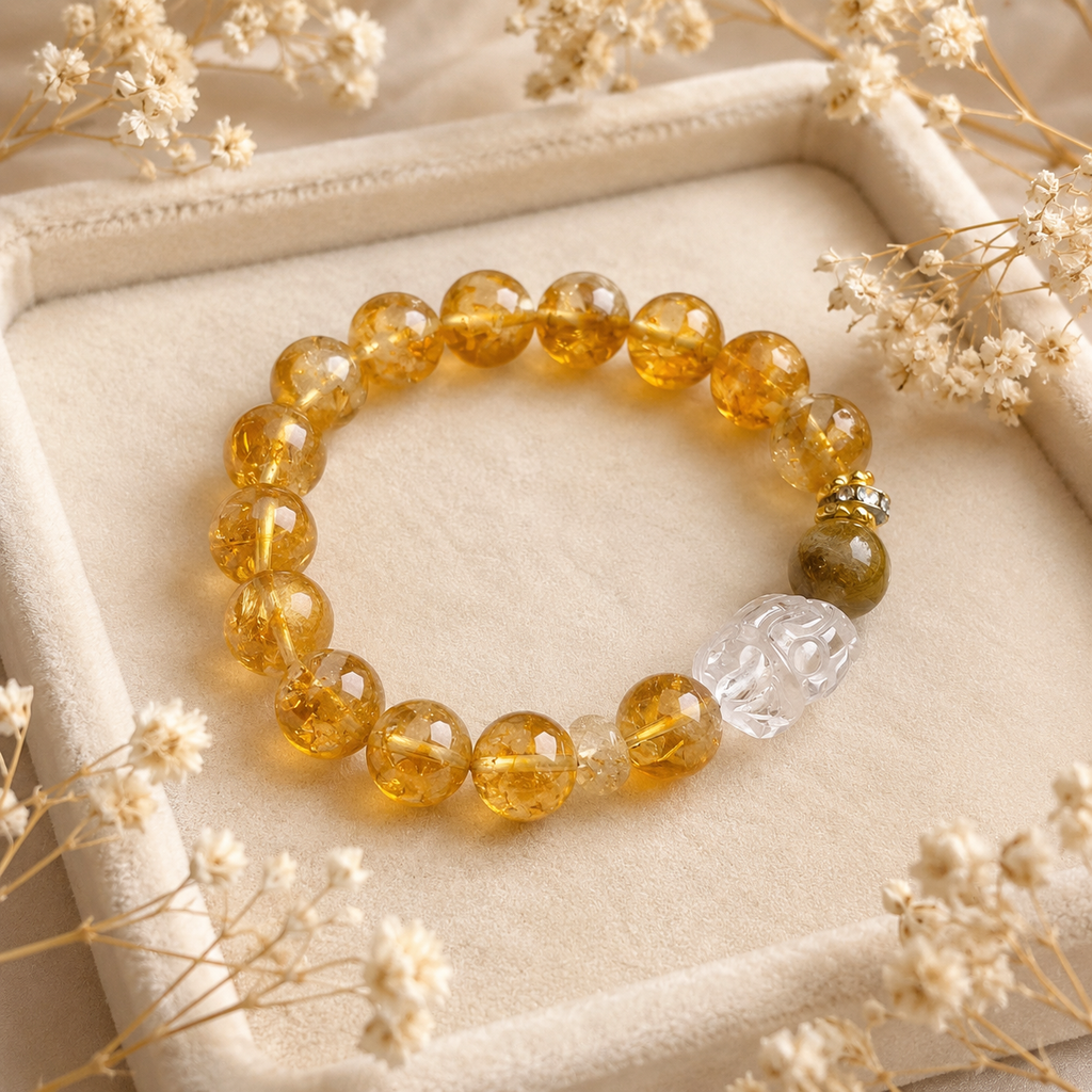 Citrine Pixiu Bracelet - 12mm Wealth Intention