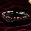 Natural Garnet Tennis Bracelet in 925 Sterling Silver, 6×8mm Gemstones