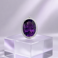 Natural Amethyst Statement Pendant in 925 Sterling Silver, 15×20mm Oval Gemstone
