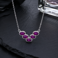 Natural Rhodolite Garnet Five-Stone Necklace in 925 Sterling Silver, 3×5mm Gemstones