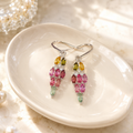 Natural Multicolor Tourmaline Drop Earrings in 925 Sterling Silver, 2.5x4.5mm Gemstones