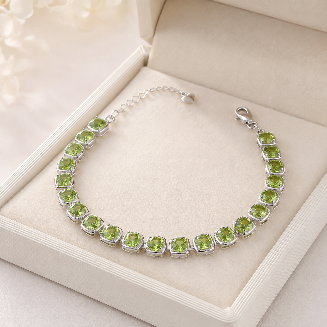 Natural Peridot Tennis Bracelet in 925 Sterling Silver, 5mm Gemstones