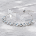 Natural Aquamarine Heart Bracelet in 925 Sterling Silver, 4mm Gemstones