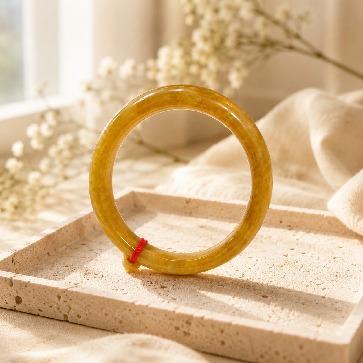 Treated Jadeite Bangle - Yellow Tone