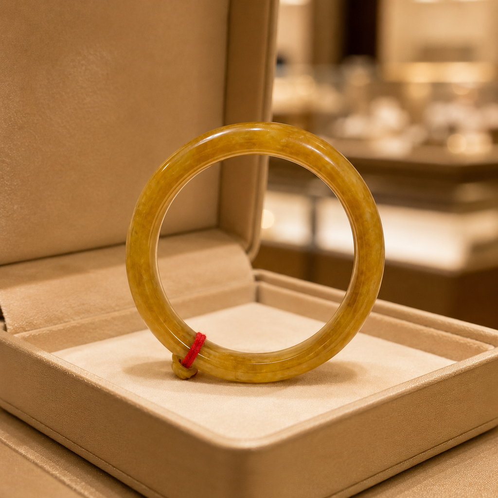 Treated Jadeite Bangle - Yellow Tone