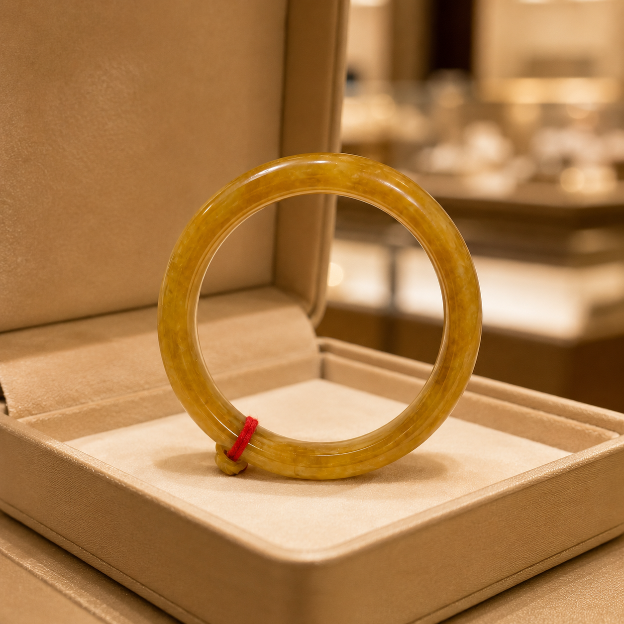 Treated Jadeite Bangle - Yellow Tone