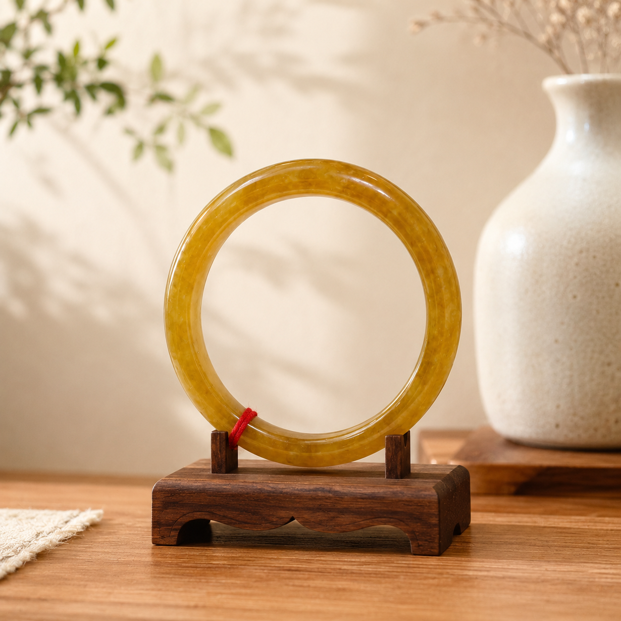 Treated Jadeite Bangle - Yellow Tone