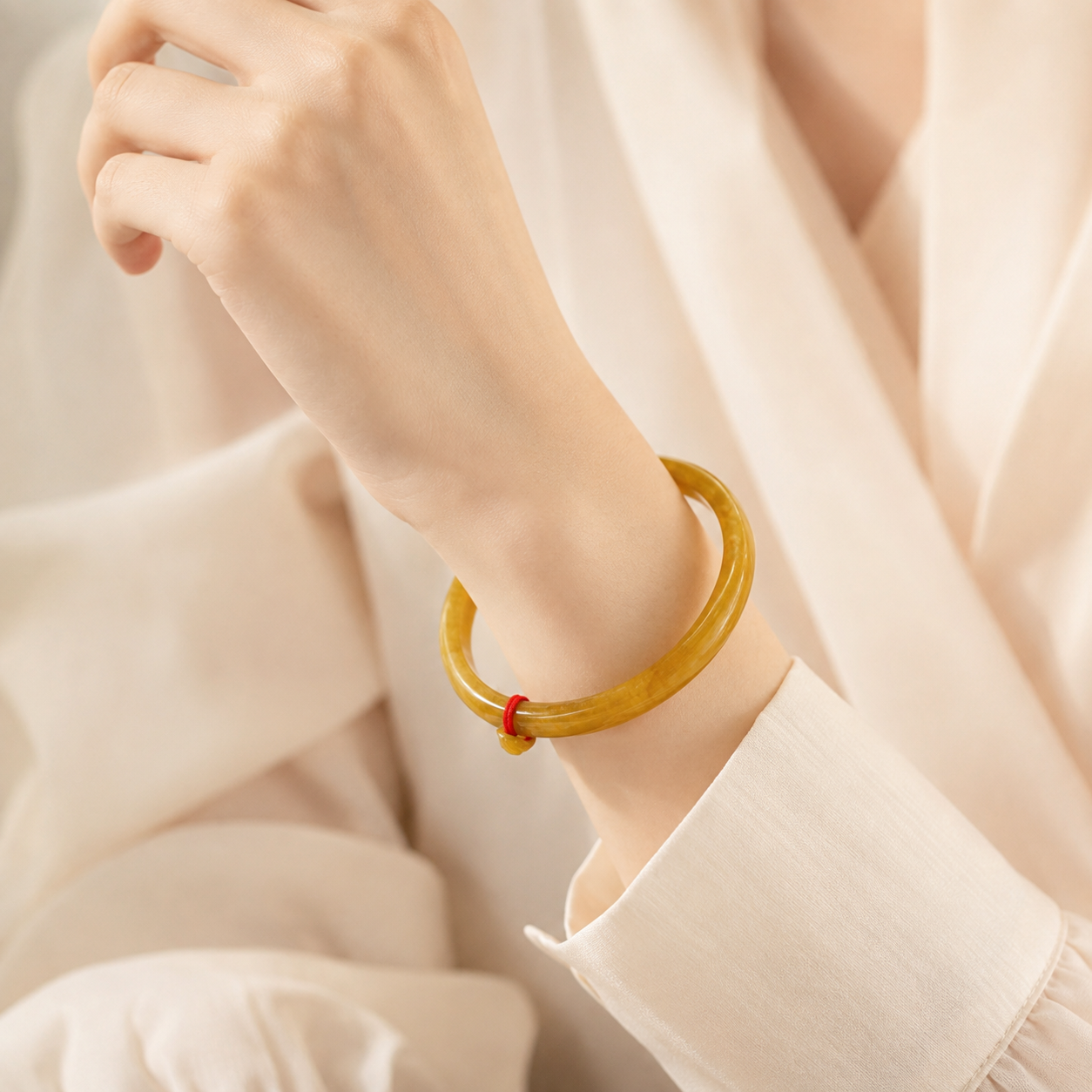 Treated Jadeite Bangle - Yellow Tone