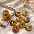 Jade Donut Pendant - Yellow Tone