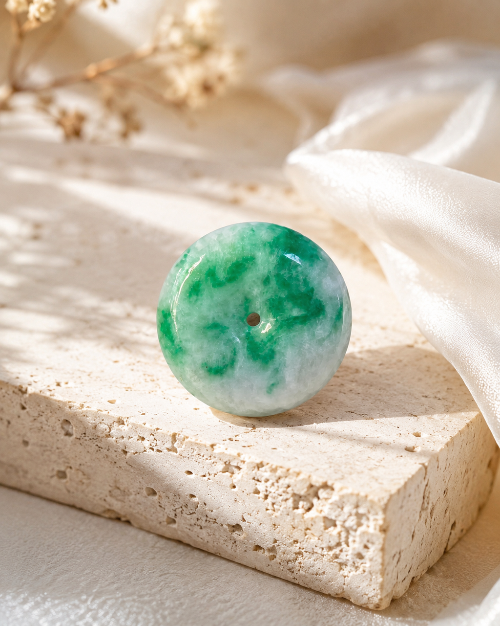 Jade Donut Pendant - 26 x 30 mm