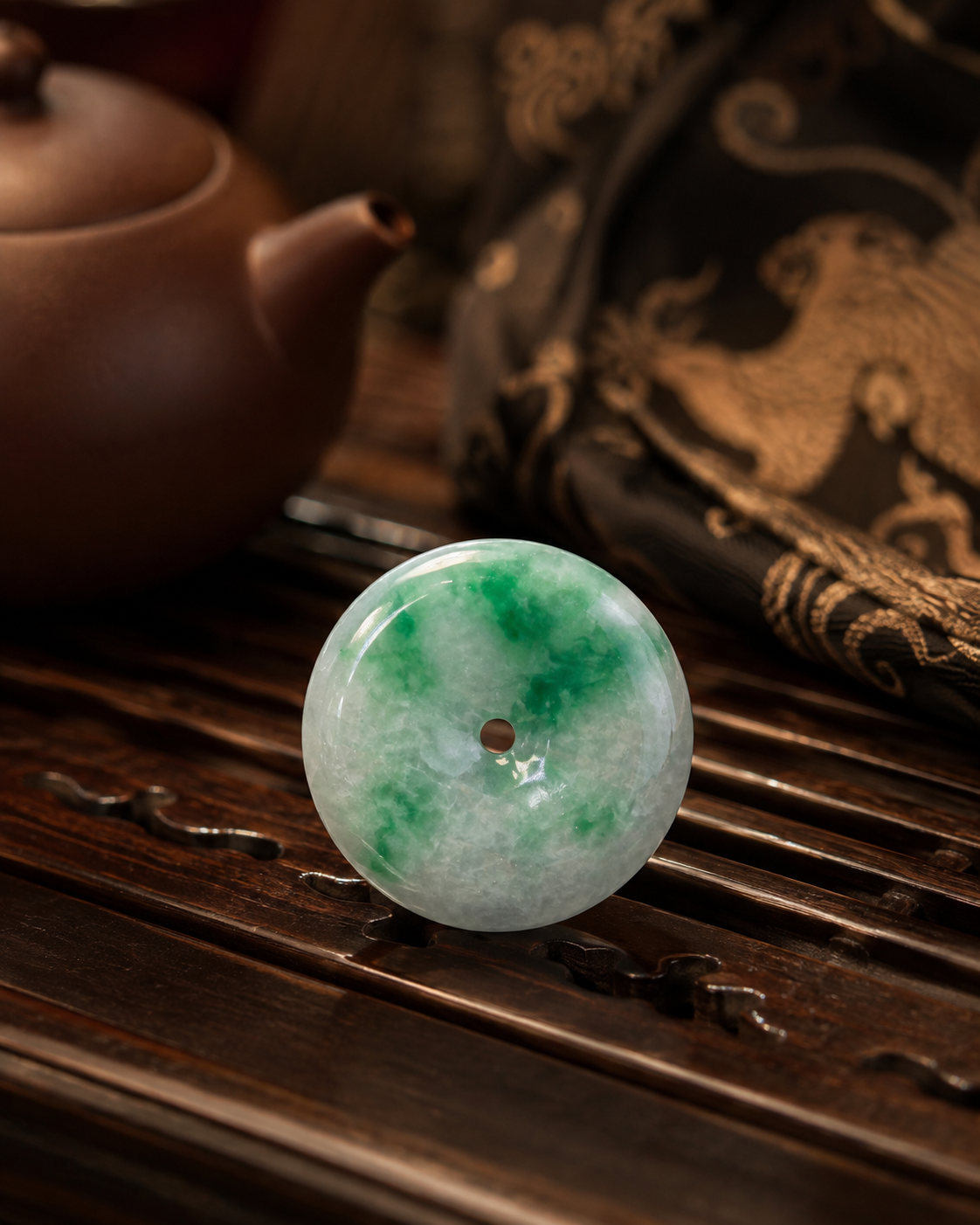 Jade Donut Pendant - 26 x 30 mm