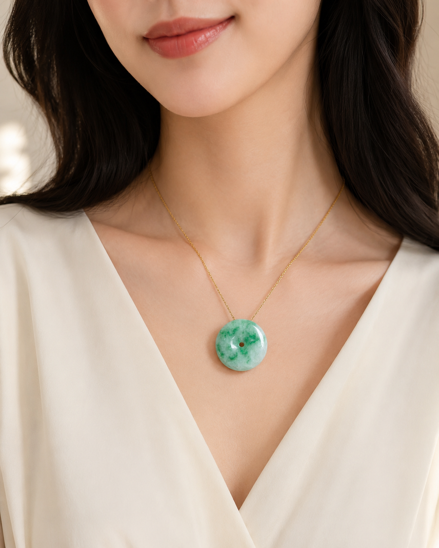 Jade Donut Pendant - 26 x 30 mm