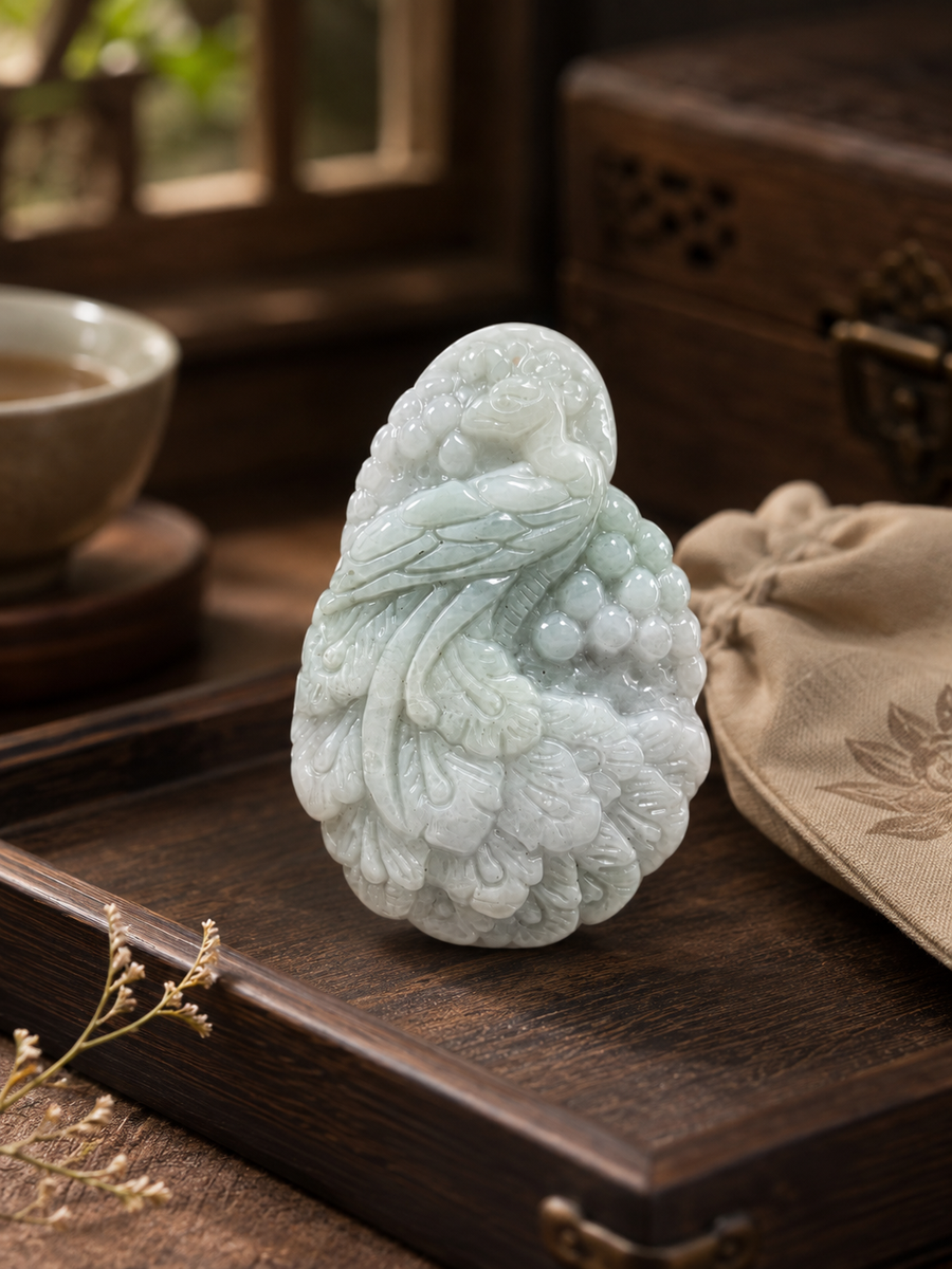 Jade Peacock Pendant