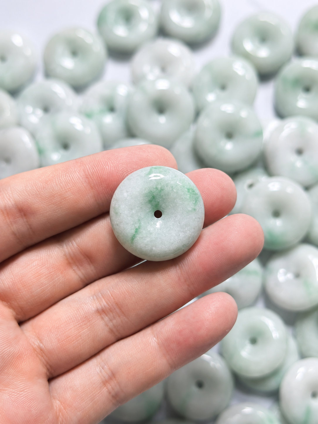 Jade Donut Pendant - Light Tone