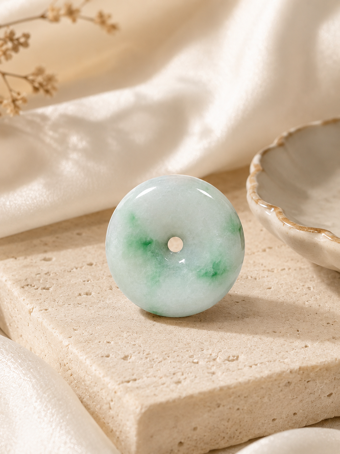 Jade Donut Pendant - Light Tone