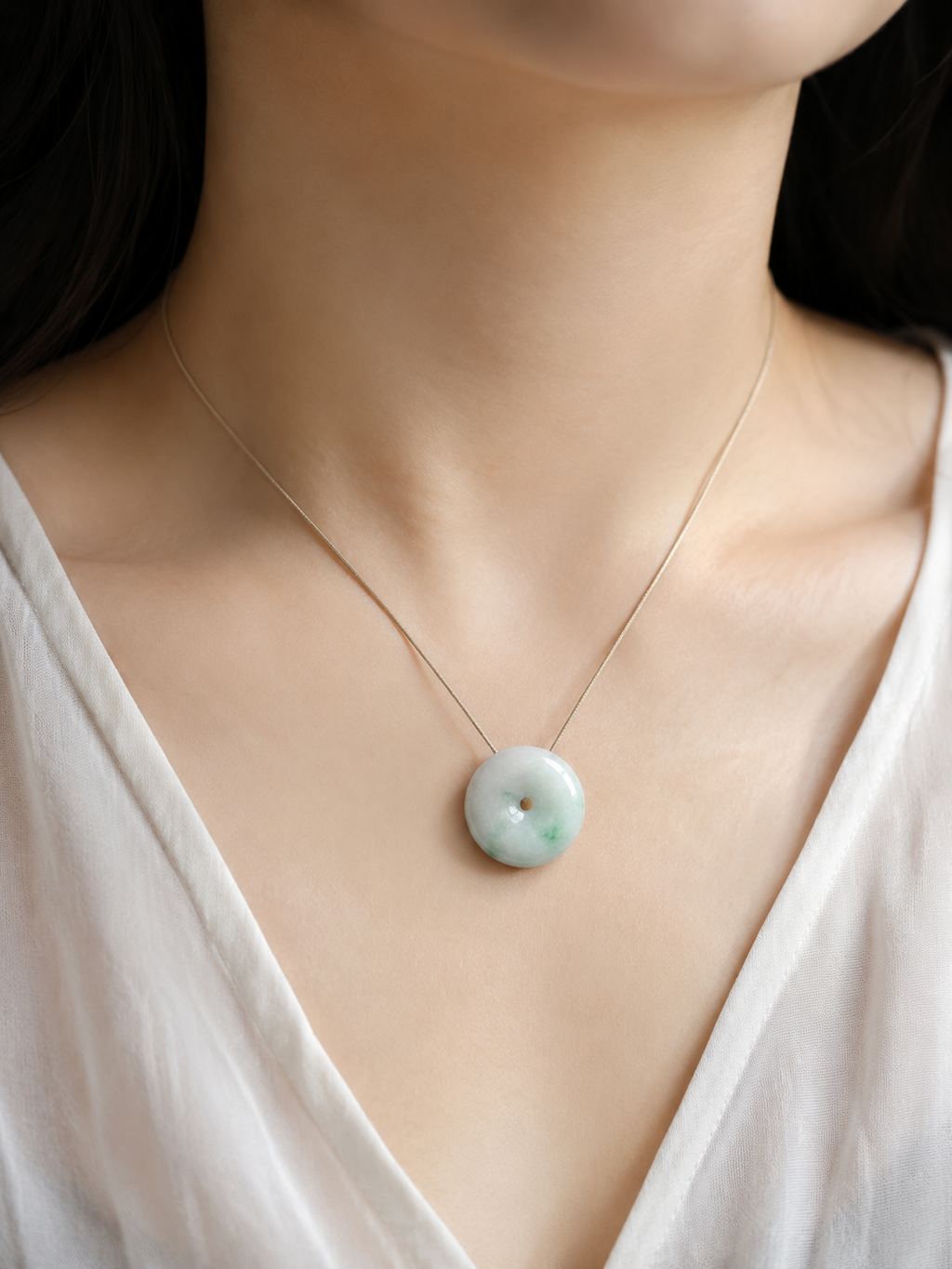 Jade Donut Pendant - Light Tone