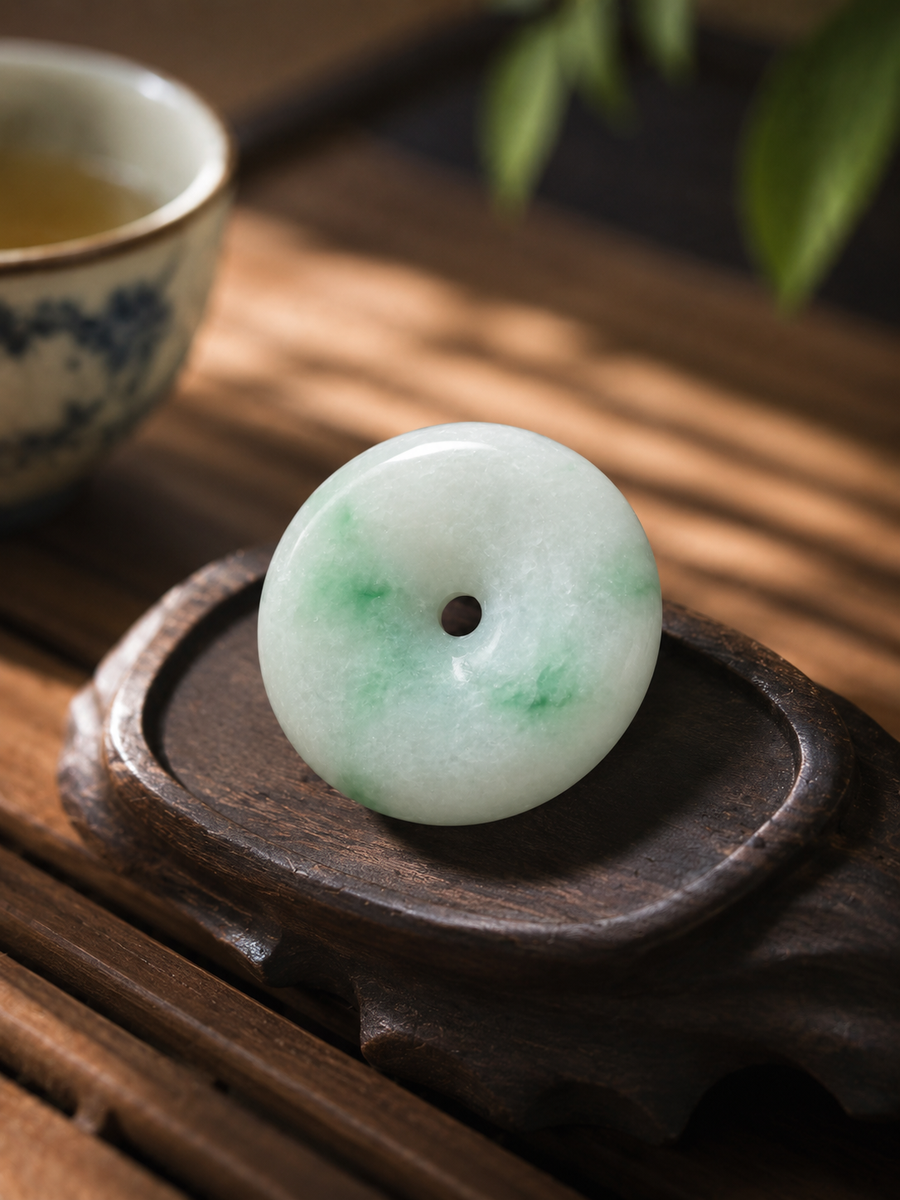 Jade Donut Pendant - Light Tone