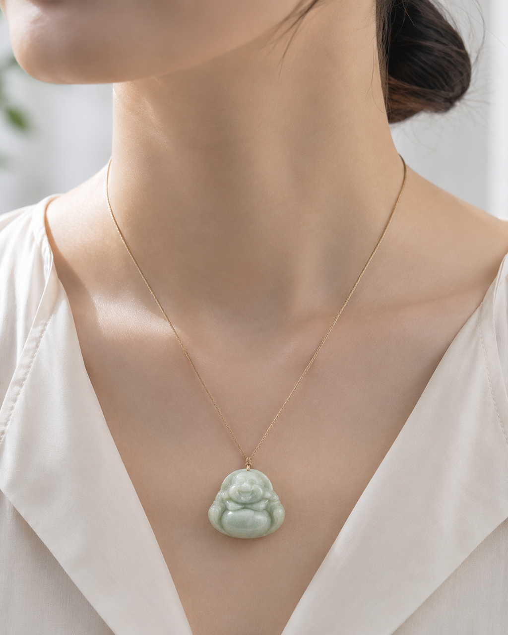 Jade Buddha Pendant - Large Size