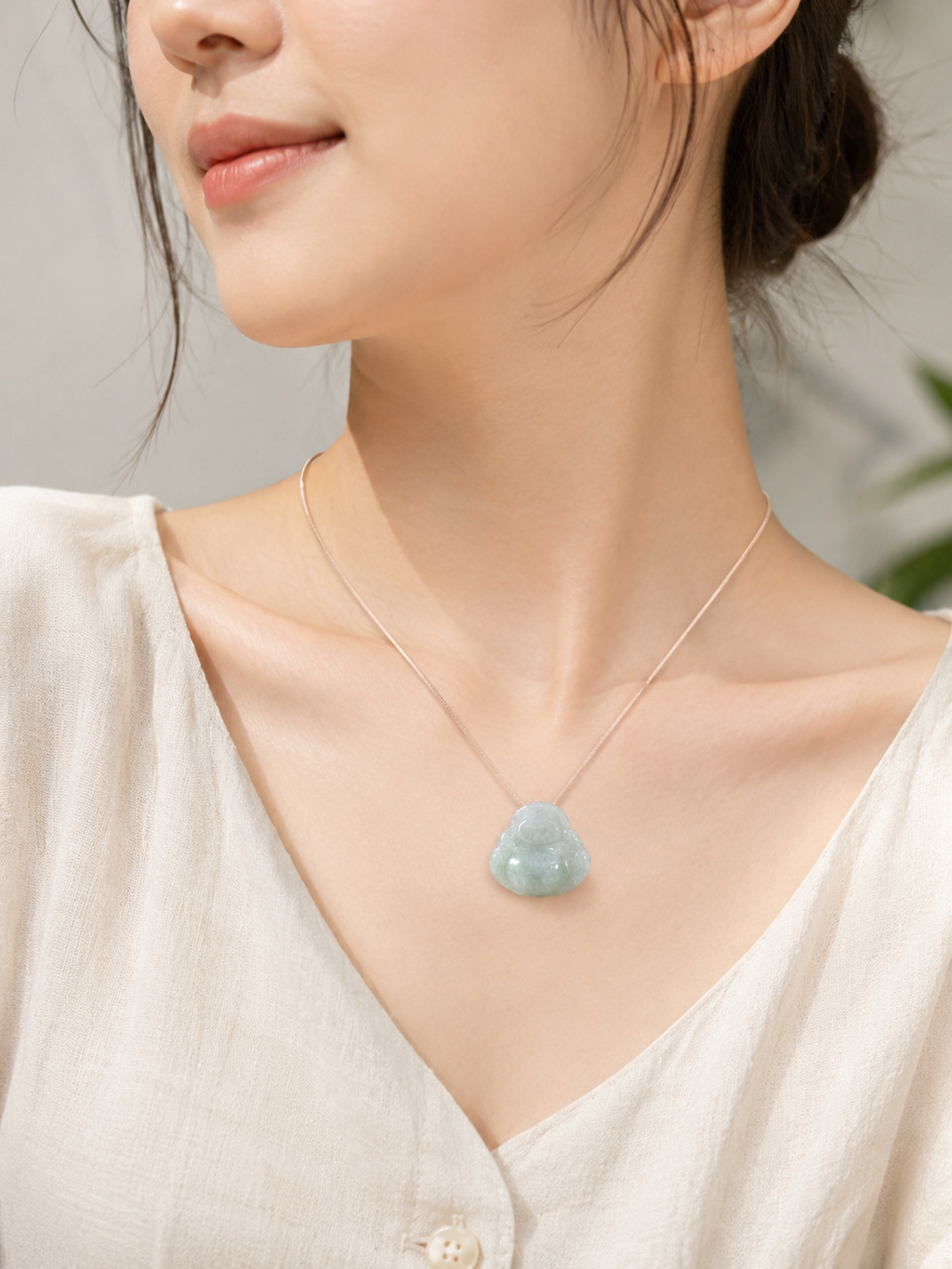 Jade Buddha Pendant - Small Size